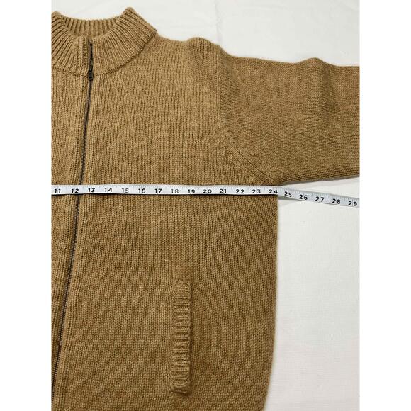 Vintage LL Bean Mens Brown Full Zip Ribbed Shetland Wool Cardigan Large - Picture 6 of 12